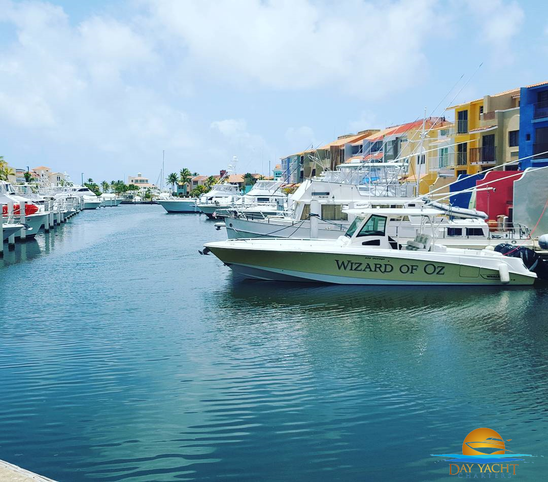 Evening lights over the Fajardo marina, Puerto Rico catamaran charter